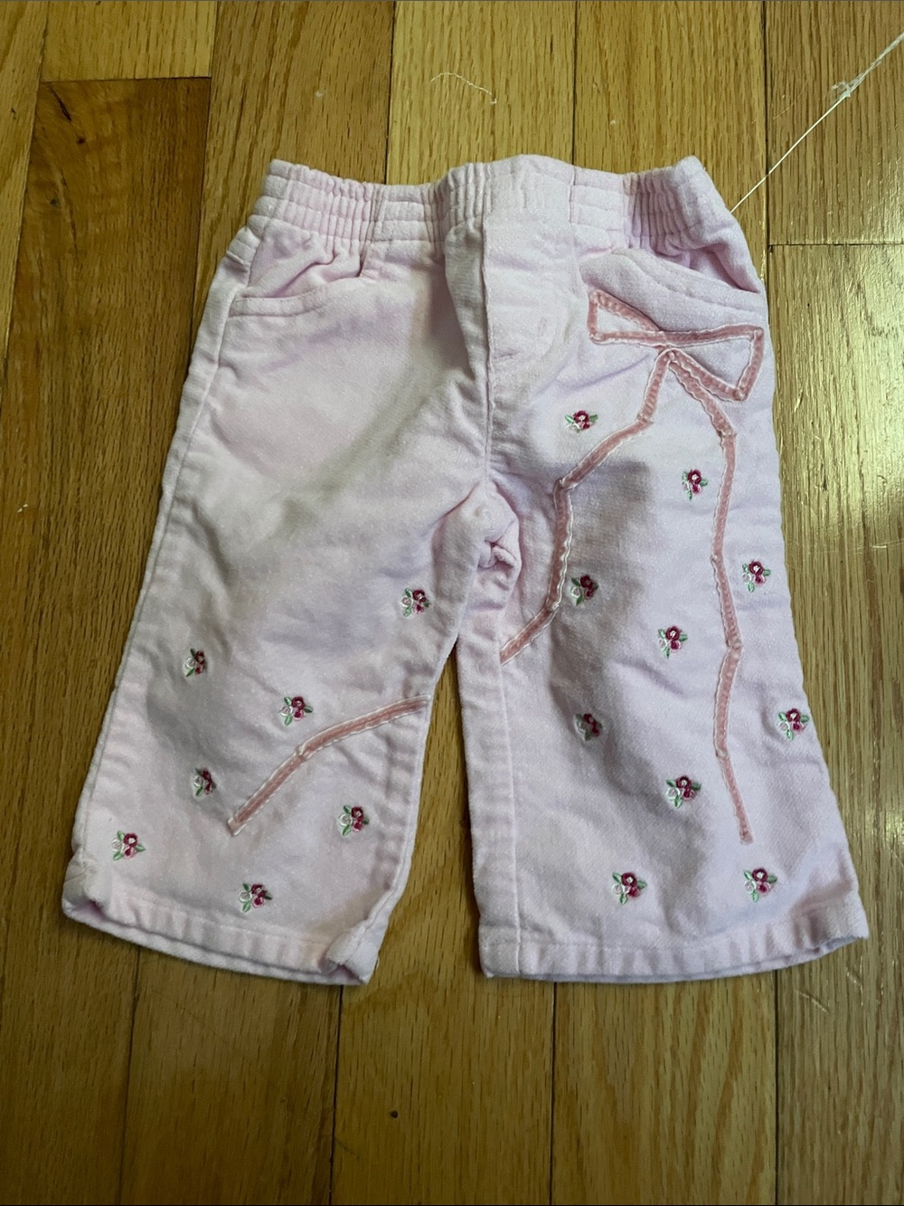 Girls' Pink vintage faded glory  Embroidered flower Corduroy Pants
